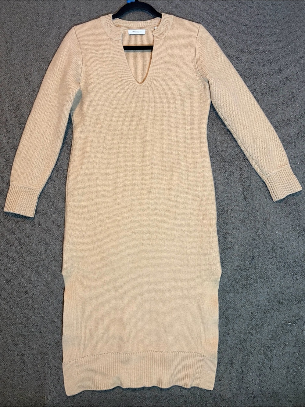 Equipment Cream Knit Long-Sleeve Midi Dress